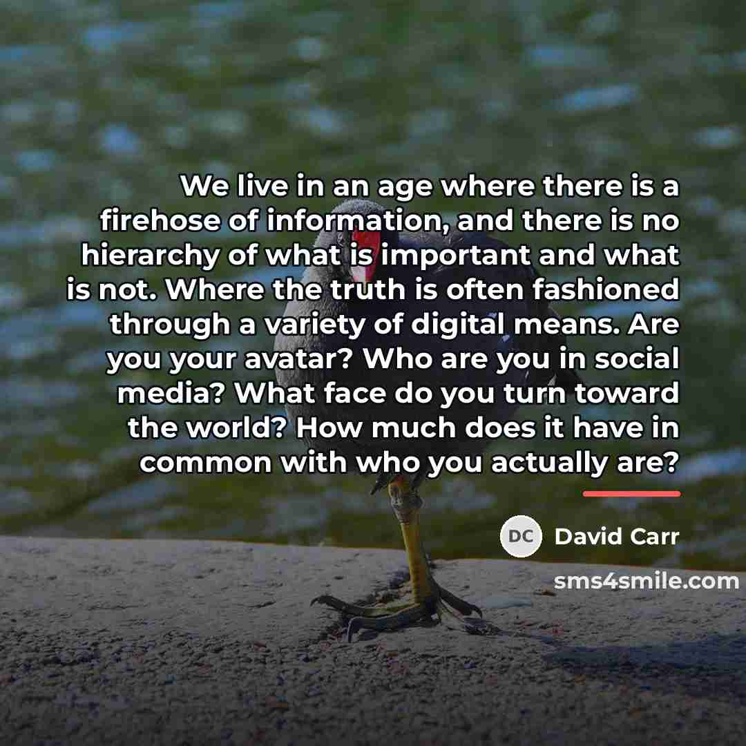 “We live in an age where there is a firehose…” quote by David Carr