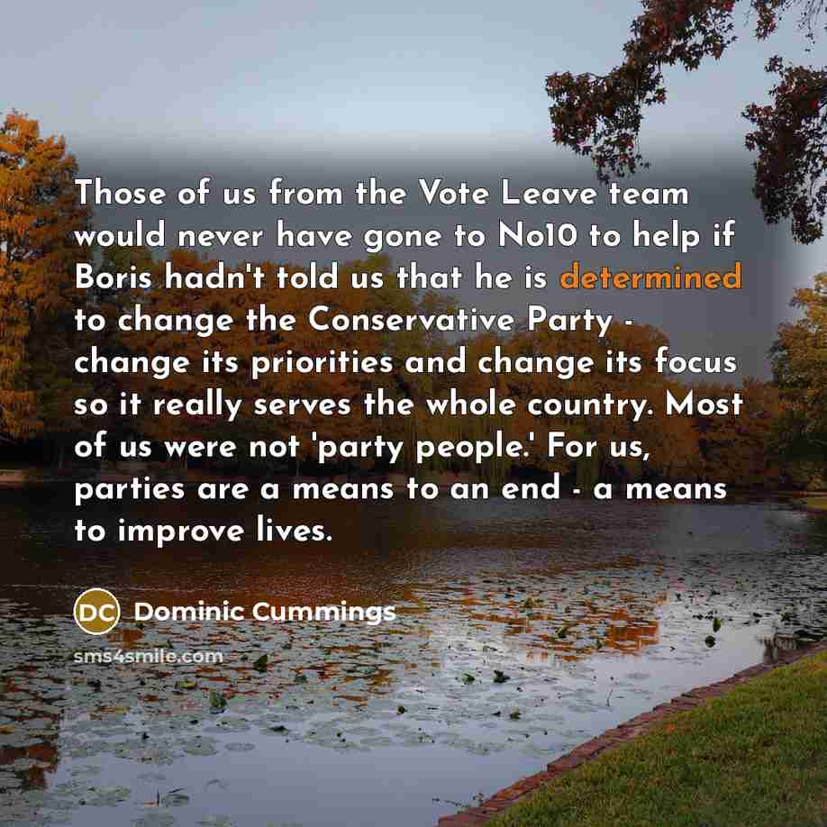 “Those of us from the Vote Leave team would never…” quote by Dominic Cummings