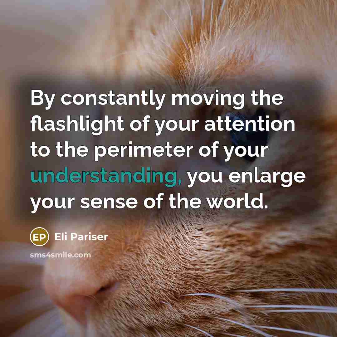 “By constantly moving the flashlight of your attention to the…” quote by Eli Pariser