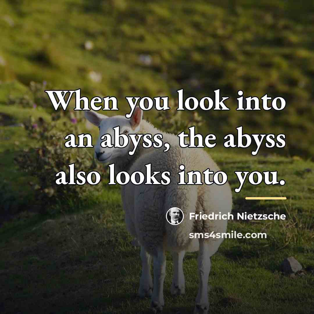 “When you look into an abyss, the abyss also looks…” quote by Friedrich Nietzsche