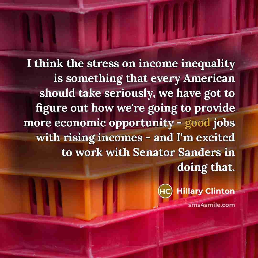 “I think the stress on income inequality is something that…” quote by Hillary Clinton