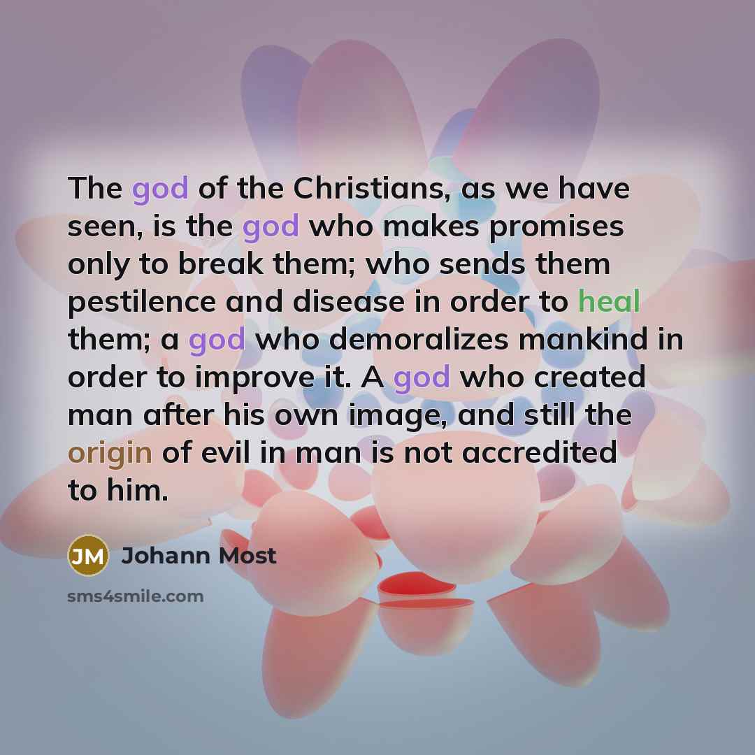 “The god of the Christians, as we have seen, is…” quote by Johann Most