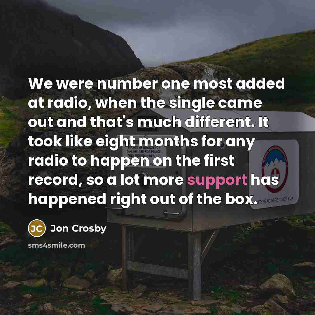 “We were number one most added at radio, when the…” quote by Jon Crosby