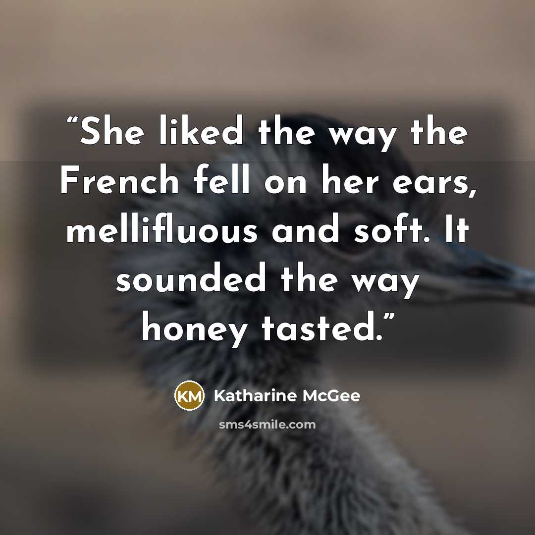 “She liked the way the French fell on her ears, mellifluous and soft. It sounded the way honey tasted.” quote by Katharine McGee