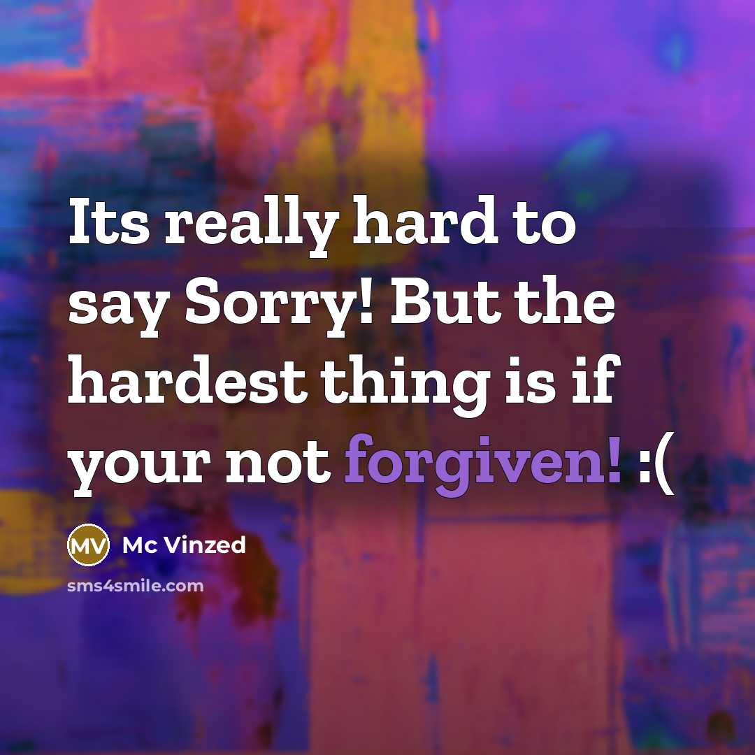 “Its really hard to say Sorry! But the hardest thing is if your not forgiven! :(” quote by Mc Vinzed