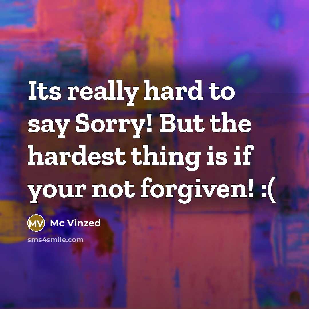 “Its really hard to say Sorry! But the hardest thing…” quote by Mc Vinzed