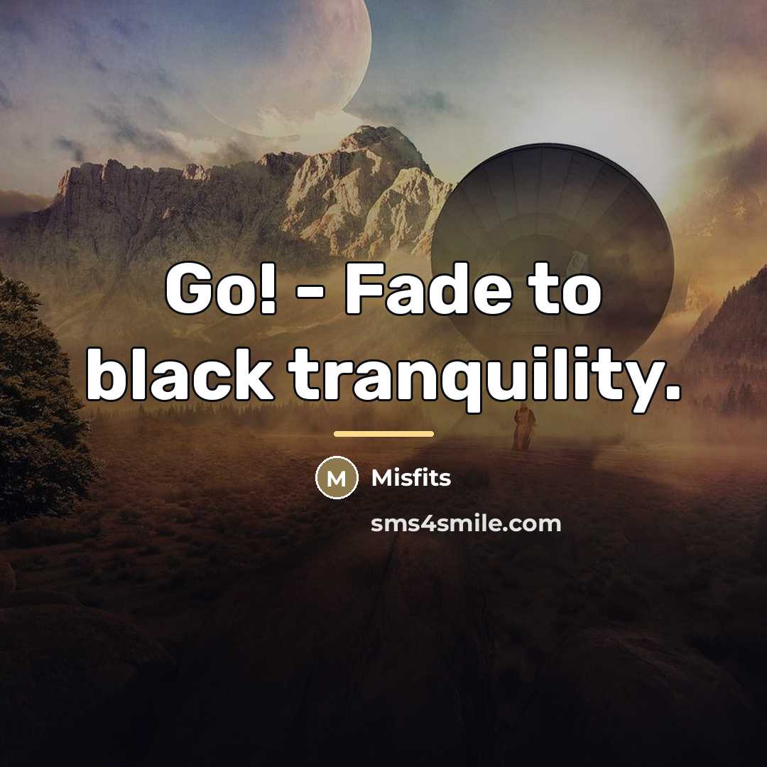 “Go! - Fade to black tranquility.…” quote by Misfits