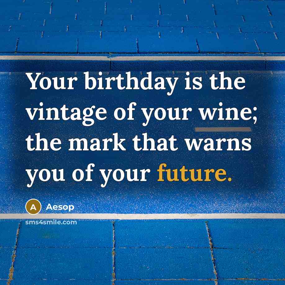 “Your birthday is the vintage of your wine; the mark…” quote by Aesop