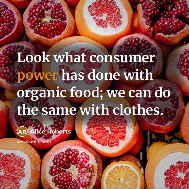 “Look what consumer power has done with organic food; we…” quote by Alice Roberts