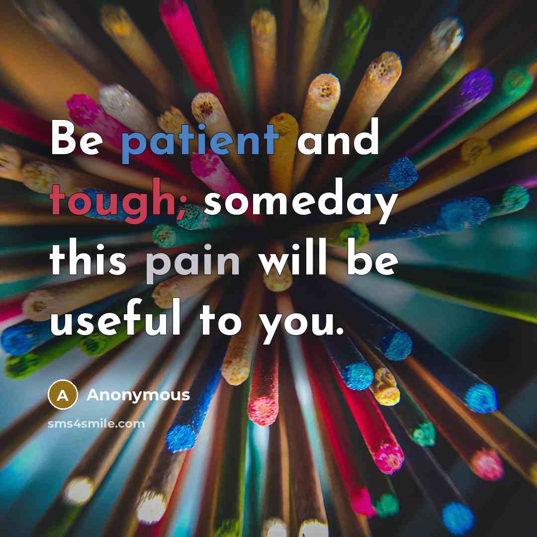 “Be patient and tough; someday this pain will be useful…” quote by Anonymous