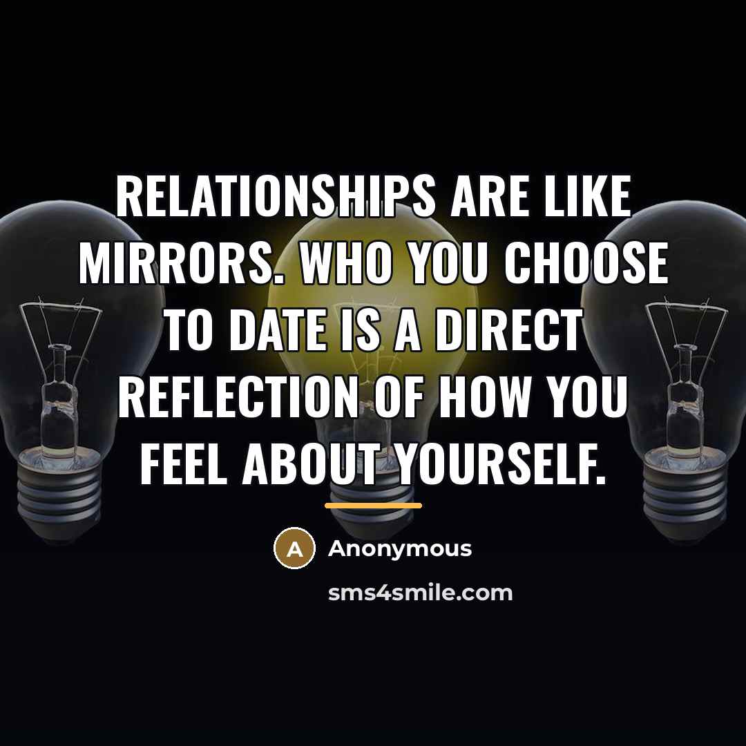 “Relationships are like mirrors. Who you choose to date is…” quote by Anonymous