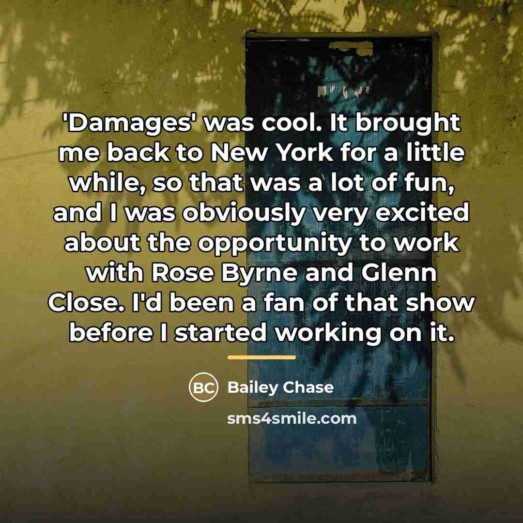 “'Damages' was cool. It brought me back to New York…” quote by Bailey Chase