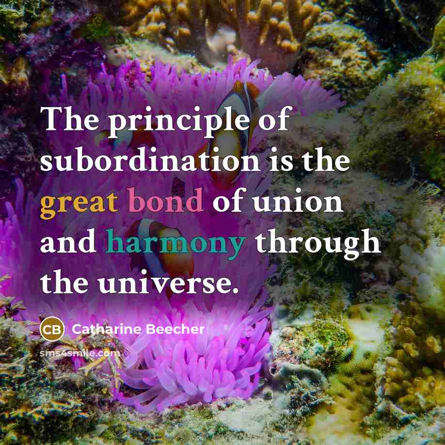 “The principle of subordination is the great bond of union…” quote by Catharine Beecher