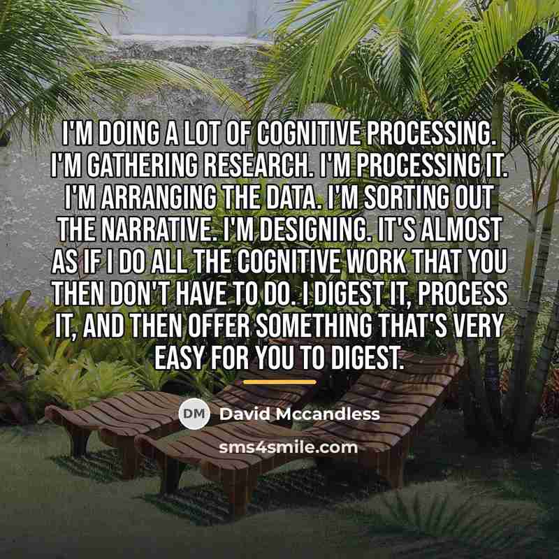 “I'm doing a lot of cognitive processing. I'm gathering research.…” quote by David Mccandless