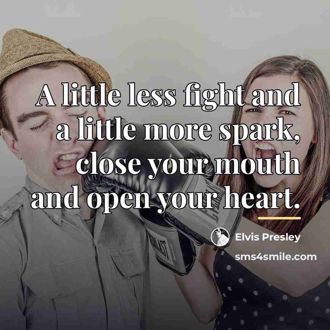 “A little less fight and a little more spark, close…” quote by Elvis Presley