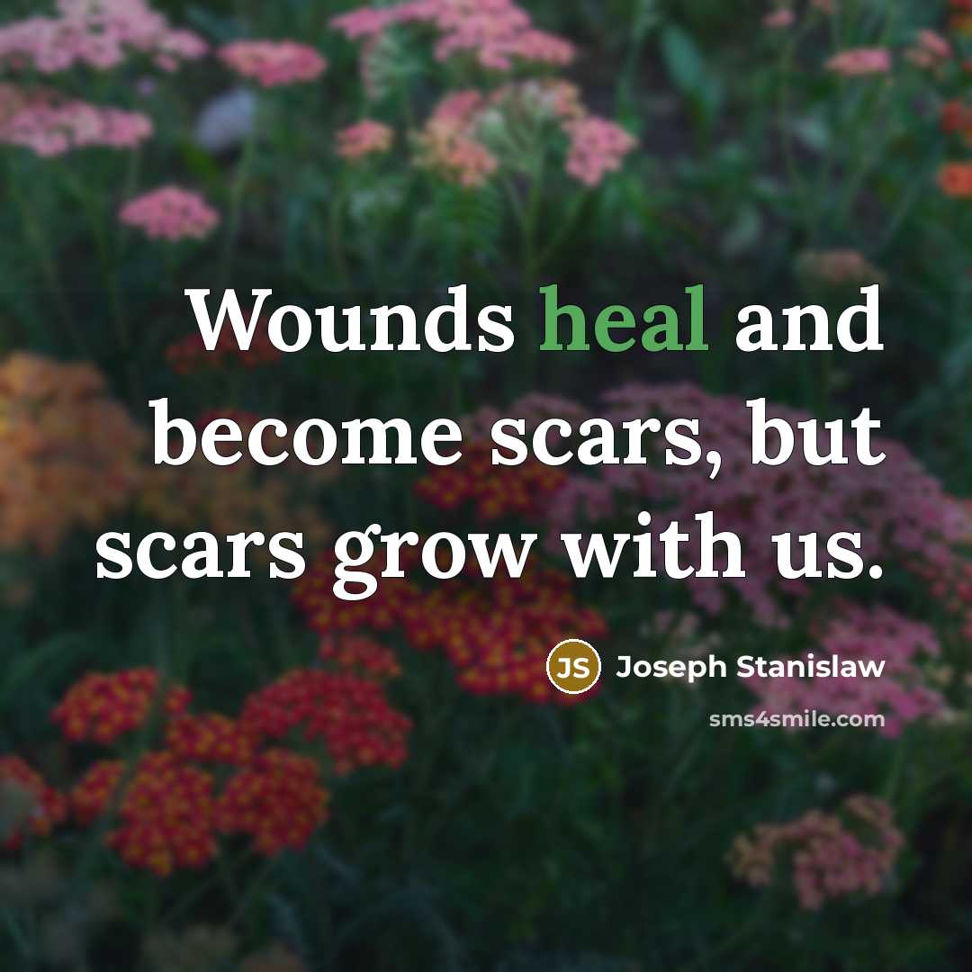“Wounds heal and become scars, but scars grow with us.…” quote by Joseph Stanislaw