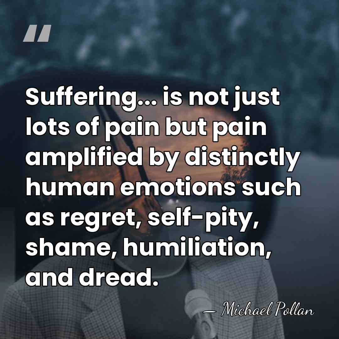 Suffering... is not just lots of pain but pain amplified by distinctly&hellip; - Michael Pollan