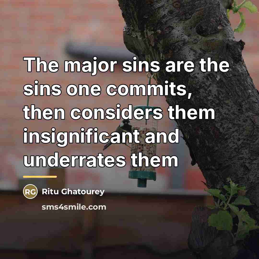 “The major sins are the sins one commits, then considers…” quote by Ritu Ghatourey