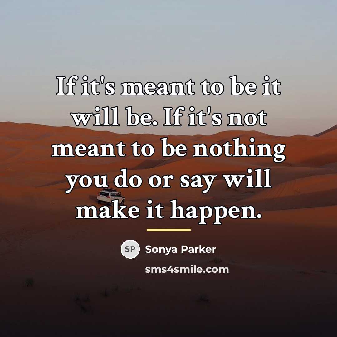 “If it's meant to be it will be. If it's…” quote by Sonya Parker