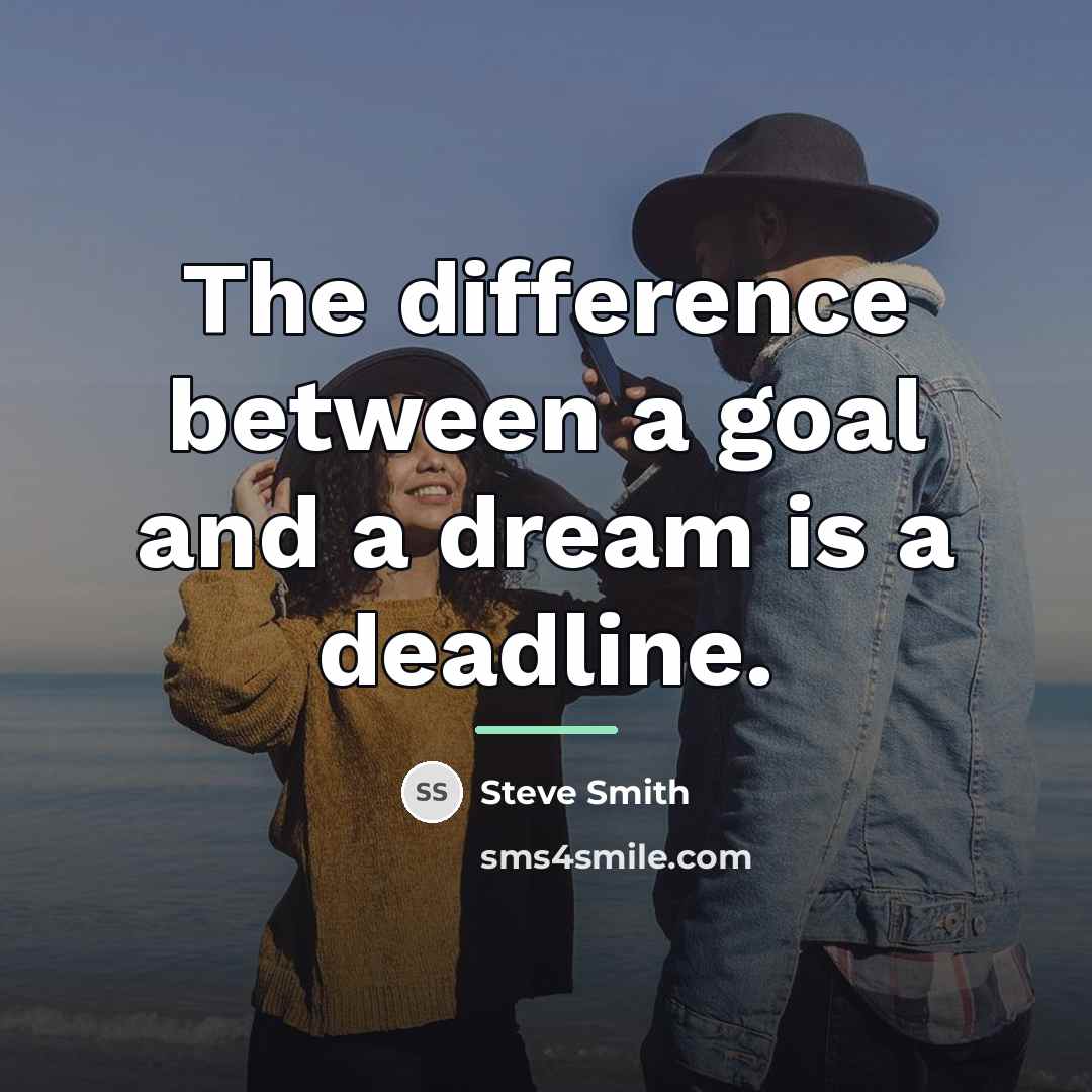 “The difference between a goal and a dream is a…” quote by Steve Smith