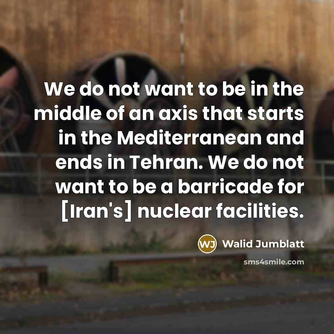 “We do not want to be in the middle of…” quote by Walid Jumblatt