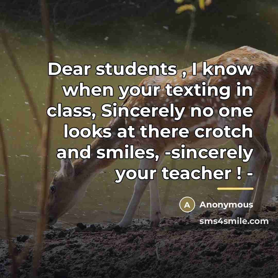 “Dear students , I know when your texting in class,…” quote by Anonymous