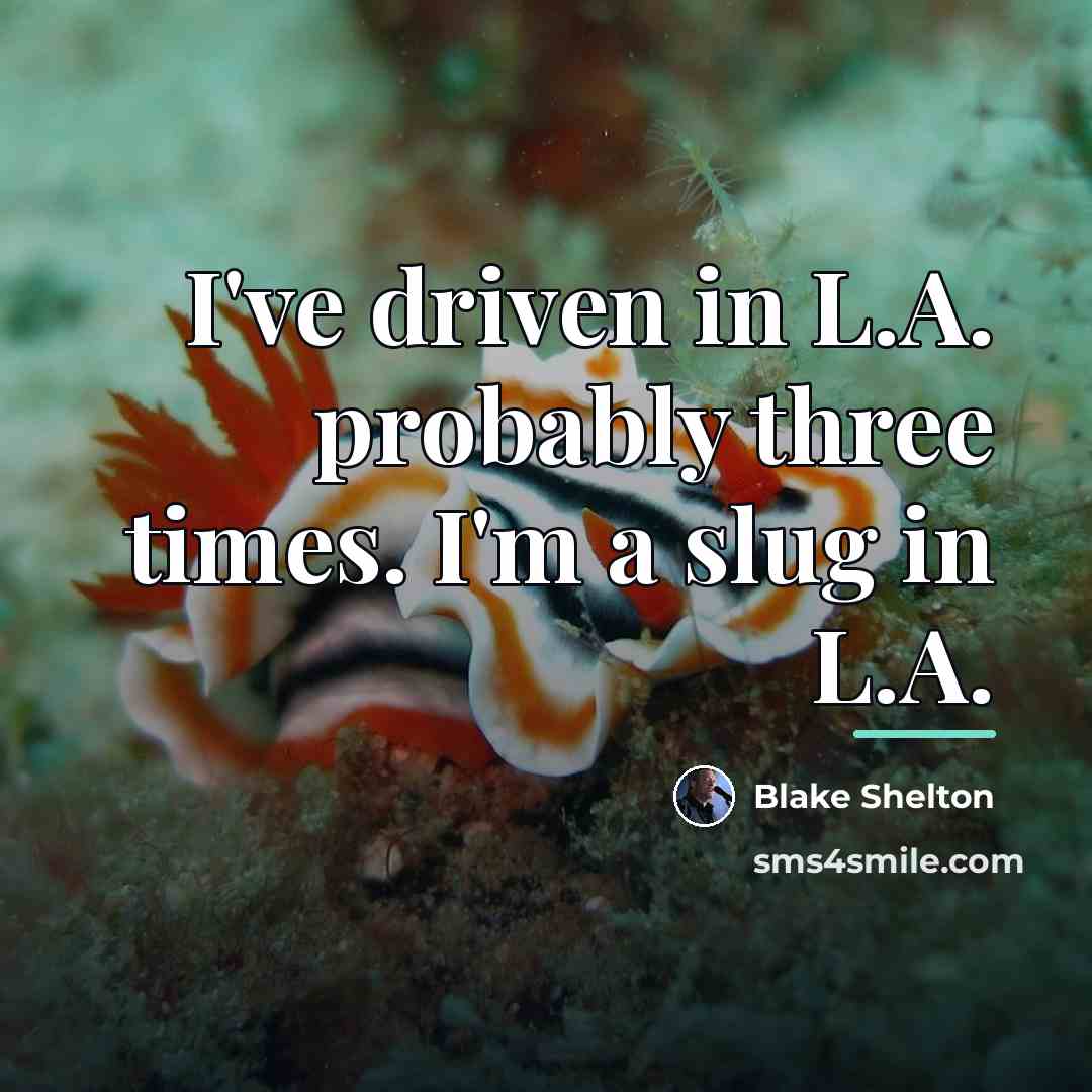 “I've driven in L.A. probably three times. I'm a slug…” quote by Blake Shelton