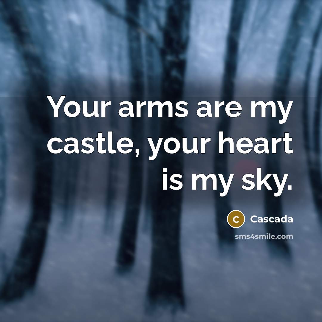 “Your arms are my castle, your heart is my sky.” quote by Cascada