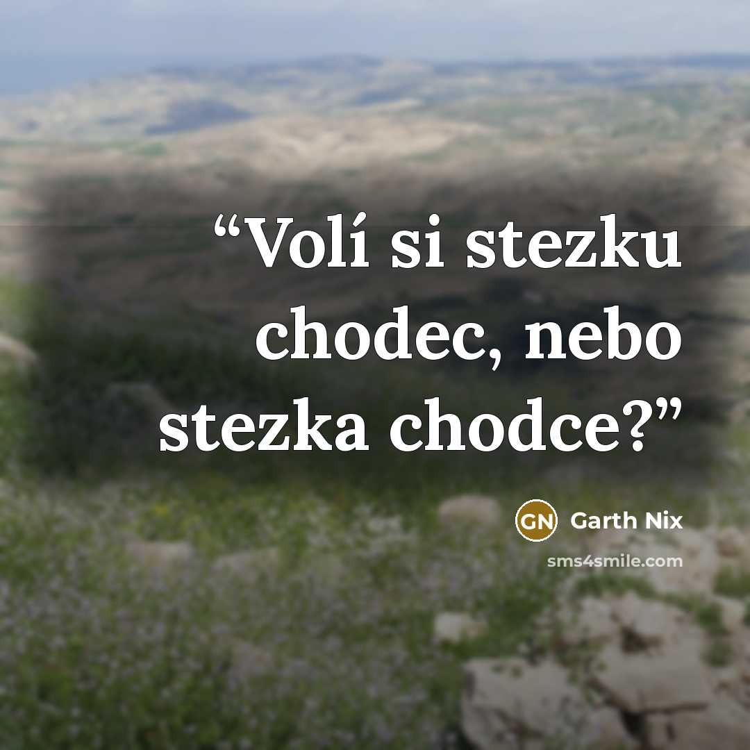 “Volí si stezku chodec, nebo stezka chodce?” quote by Garth Nix