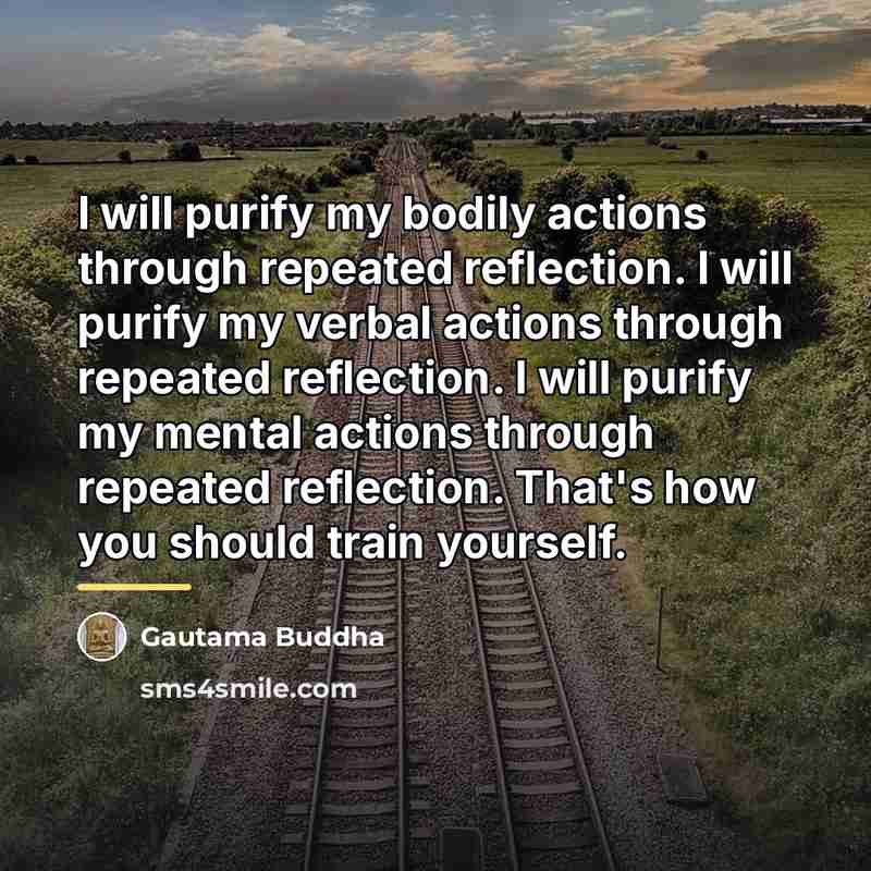 “I will purify my bodily actions through repeated reflection. I…” quote by Gautama Buddha