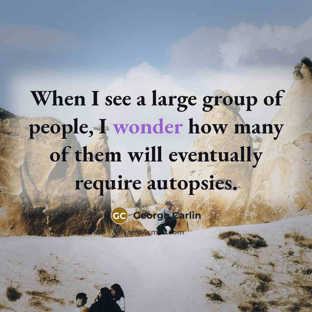 “When I see a large group of people, I wonder…” quote by George Carlin