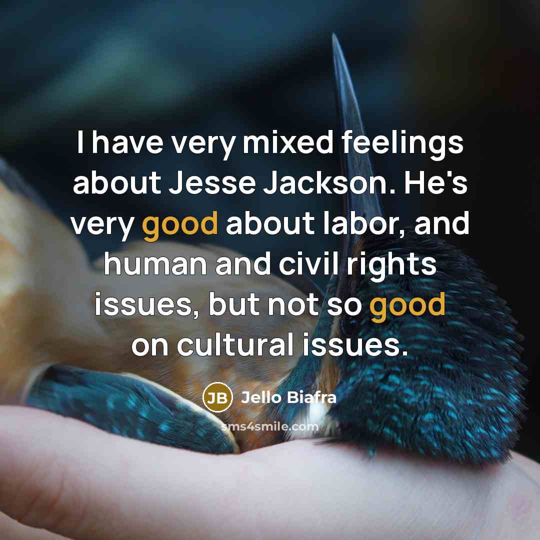 “I have very mixed feelings about Jesse Jackson. He's very…” quote by Jello Biafra