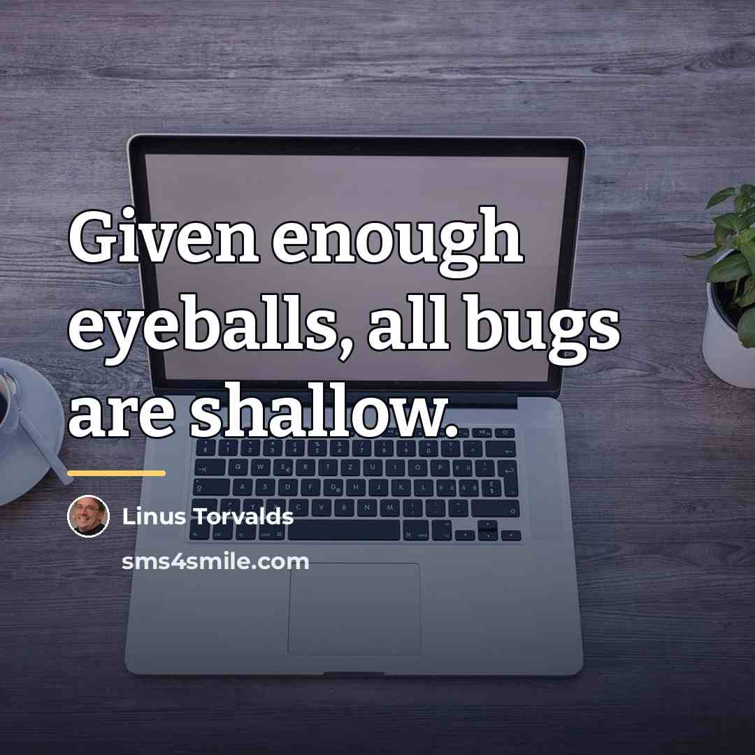 “Given enough eyeballs, all bugs are shallow.…” quote by Linus Torvalds