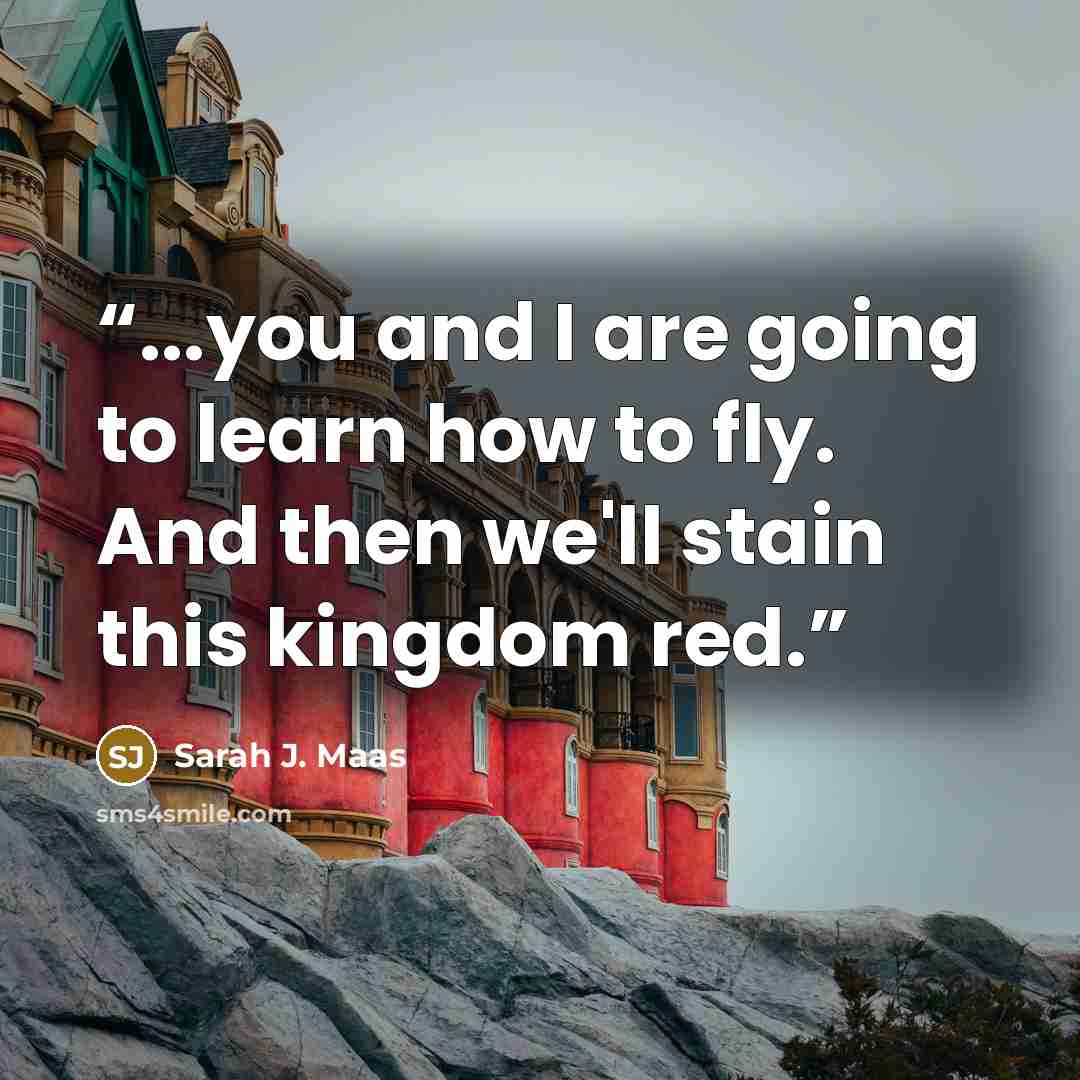 “...you and I are going to learn how to fly. And then we'll stain this kingdom red.” quote by Sarah J. Maas