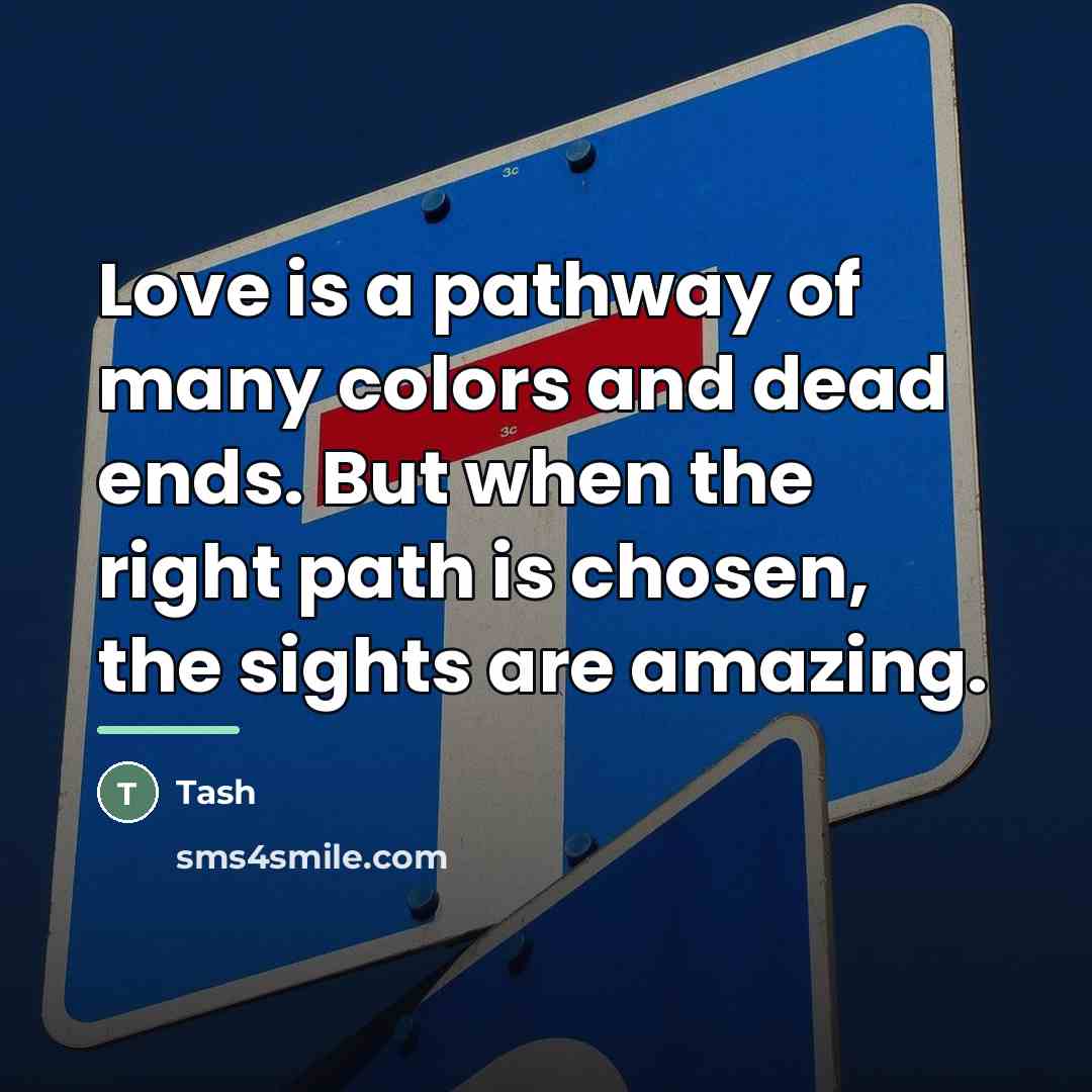 “Love is a pathway of many colors and dead ends.…” quote by Tash