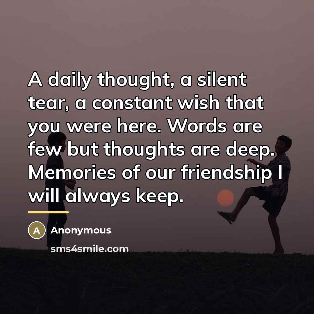 “A daily thought, a silent tear, a constant wish that…” quote by Anonymous
