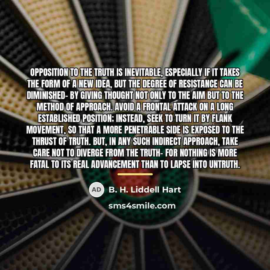 “Opposition to the truth is inevitable, especially if it takes…” quote by B. H. Liddell Hart