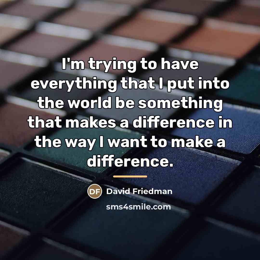 “I'm trying to have everything that I put into the…” quote by David Friedman