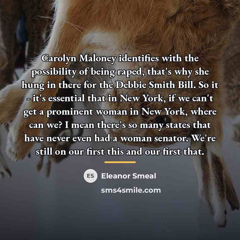 “Carolyn Maloney identifies with the possibility of being raped, that's…” quote by Eleanor Smeal