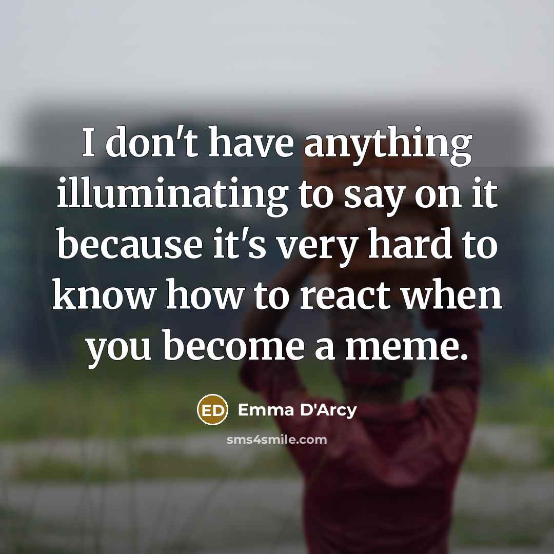 “I don't have anything illuminating to say on it because…” quote by Emma D'Arcy
