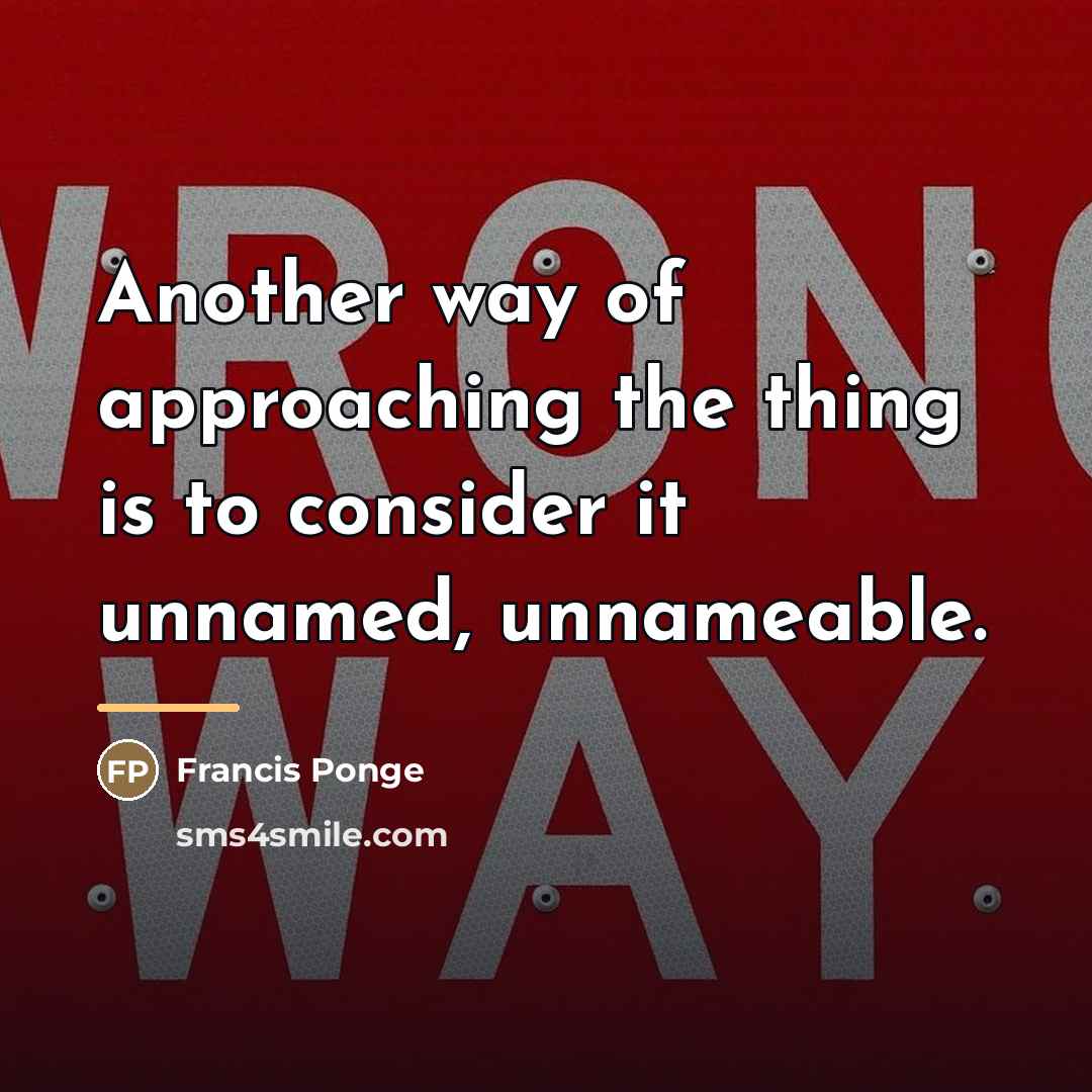 “Another way of approaching the thing is to consider it…” quote by Francis Ponge
