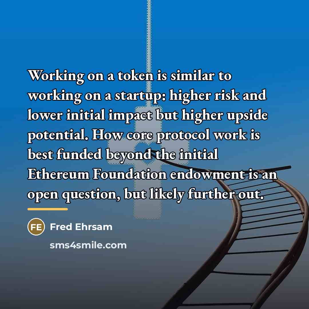 “Working on a token is similar to working on a…” quote by Fred Ehrsam