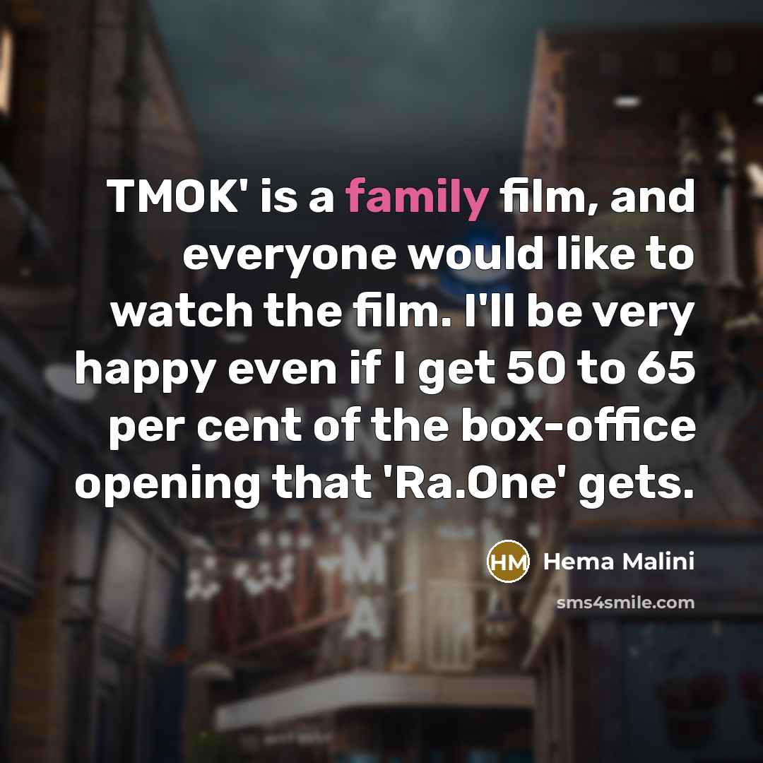 “TMOK' is a family film, and everyone would like to…” quote by Hema Malini