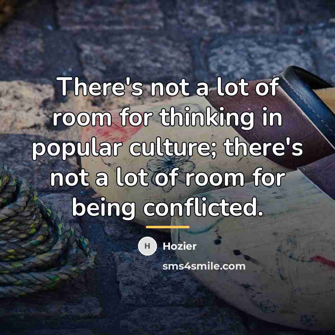 “There's not a lot of room for thinking in popular…” quote by Hozier