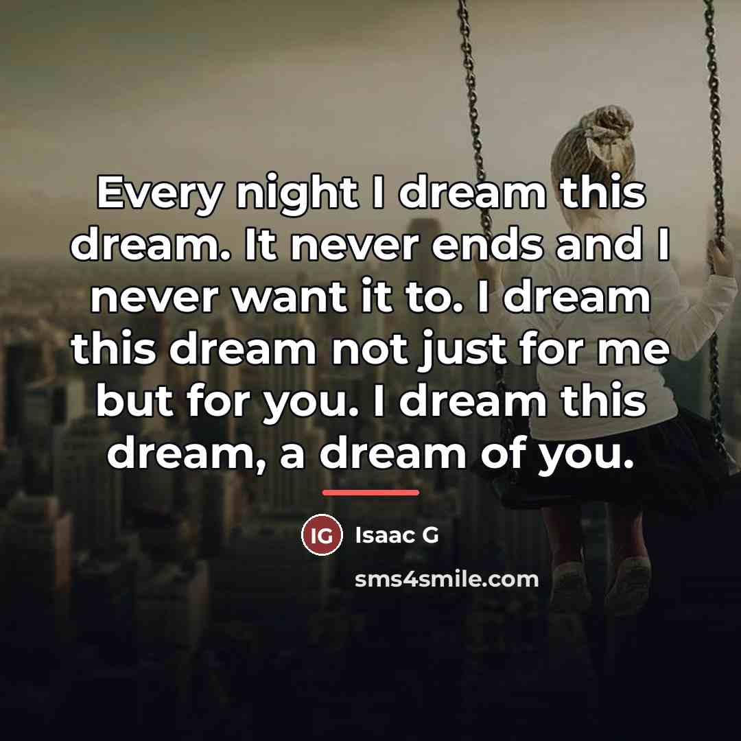 “Every night I dream this dream. It never ends and…” quote by Isaac G
