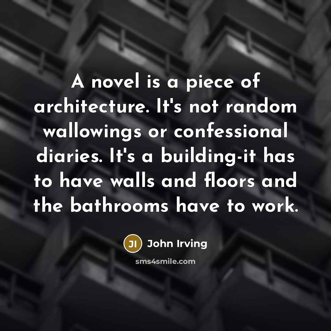 “A novel is a piece of architecture. It's not random…” quote by John Irving