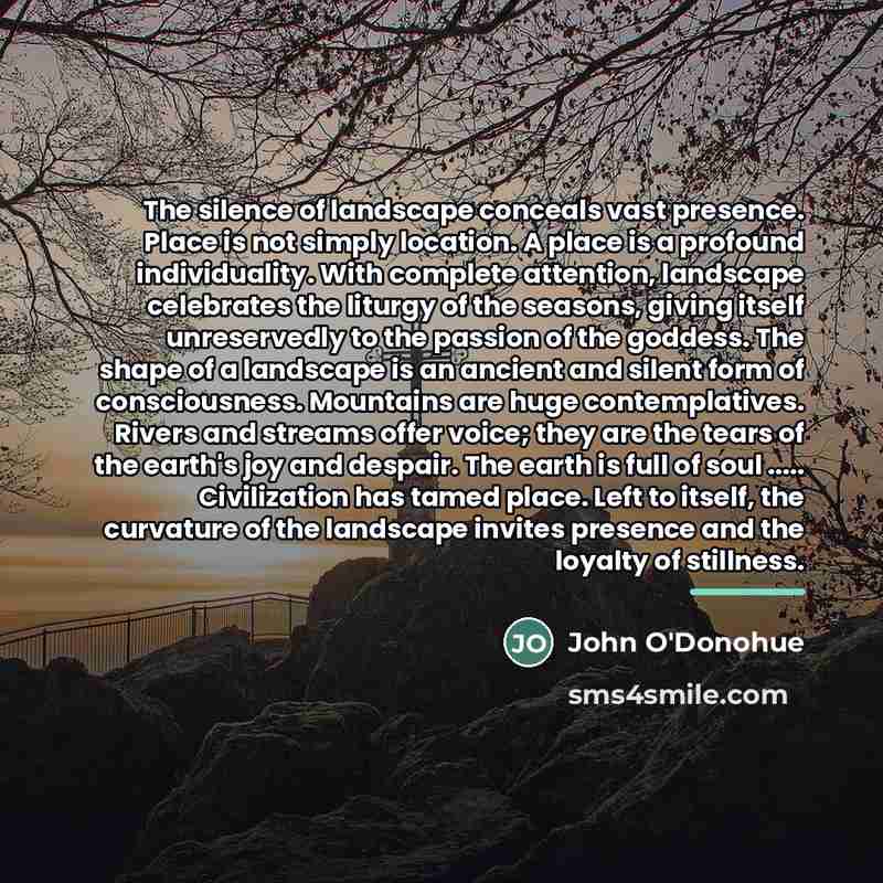 “The silence of landscape conceals vast presence. Place is not…” quote by John O'Donohue