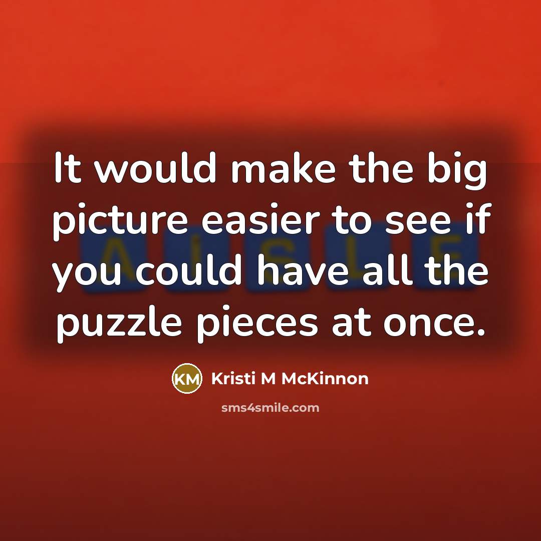 “It would make the big picture easier to see if…” quote by Kristi M McKinnon