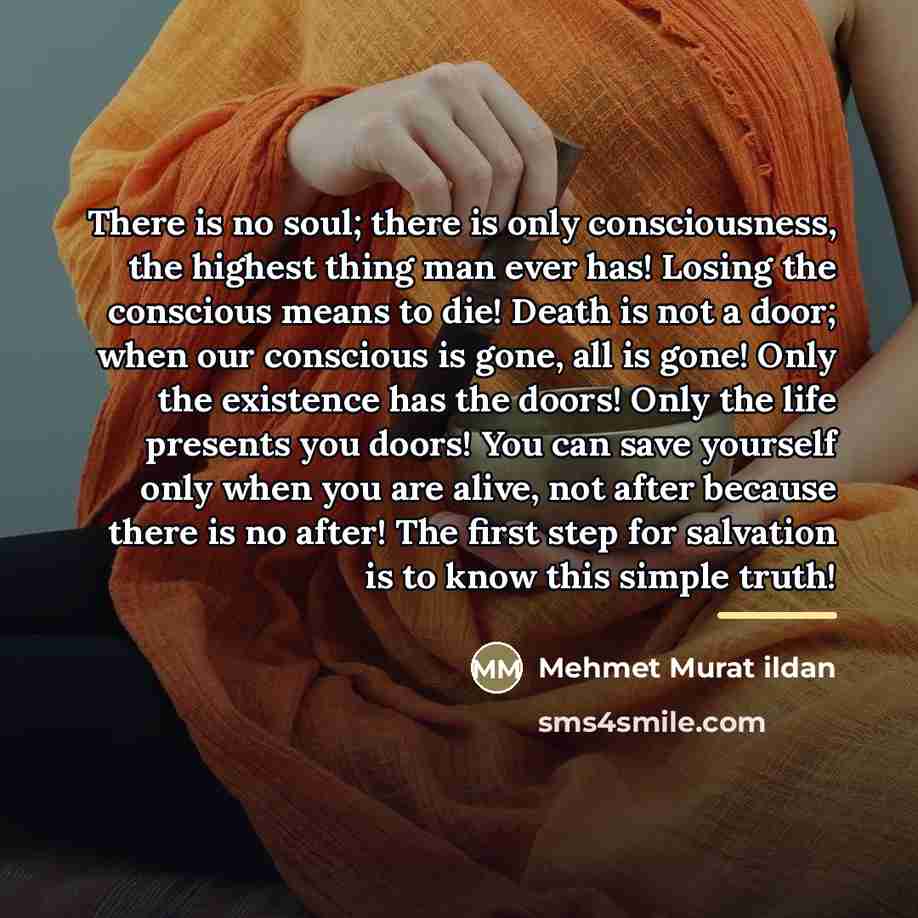 “There is no soul; there is only consciousness, the highest…” quote by Mehmet Murat Ildan