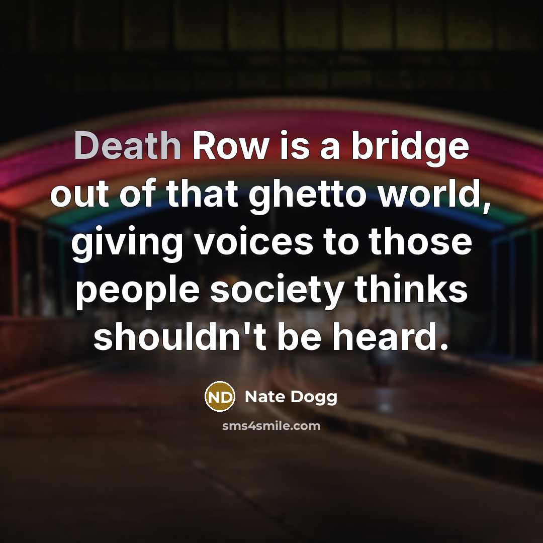 “Death Row is a bridge out of that ghetto world,…” quote by Nate Dogg